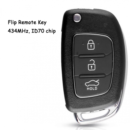 3 Buttons 434 Mhz Flip Remote Key for Hyundai New Santa Fe - 4D70 Chip