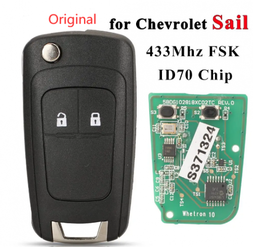 Original 2 Buttons 433MHZ for Chevrolet New Sail 2020+ With 4D70 Transponder Chip With Logo
