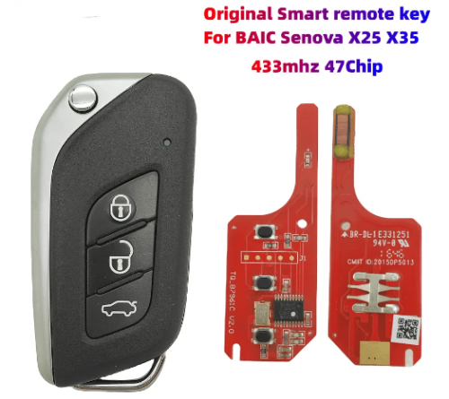 Original Smart remote key For BAIC Senova X25 X35 3 Buttons 433MHZ 47Chip With LOGO