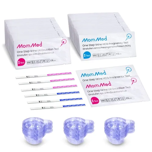 Ovulation and Pregnancy Test Strips, OPK Ovulation Predictor Kit Includes 25 Early Pregnancy Tests, 80 Ovulation Test Strips, 105 Urine Cups, Accurate