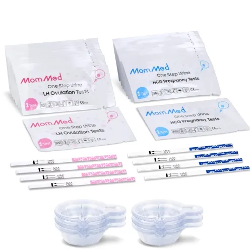 Kit de prueba de ovulación HCG15-LH40, 15 tiras de prueba de embarazo y 40 tiras de prueba de ovulación con 55 vasos de orina Prueba de embarazo tempr