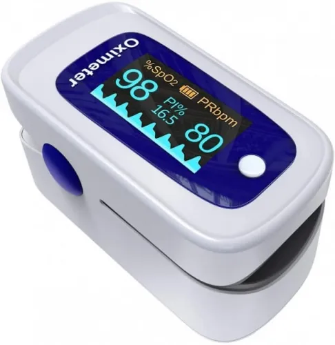 Pulse oximeter, finger pulse oxygen saturation meter, oximeter with omnidirectional OLED display, portable light pulse oximeter fingerpulso