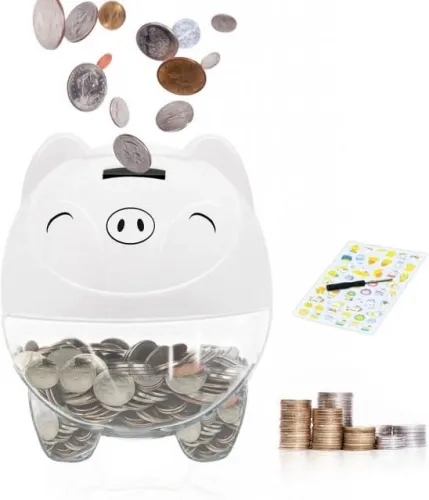 MOMMED piggy bank, digital coin bank, money box with LCD display, large piggy bank with automatic coin counter, suitable for children adults boys and 