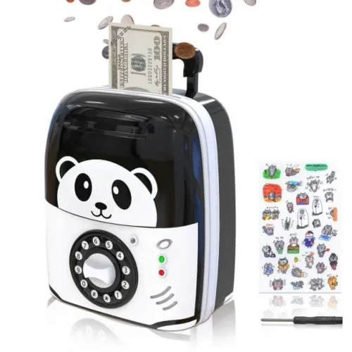 MOMMED ATM Savings Bank, Mini ATM for kids, ATM Money Box for real money, Kids electronic safe for kids with password, Kids banknotes and coins, Kids 