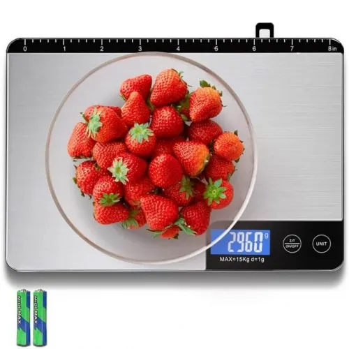 Professional Digital Kitchen Scale with Food Scale, Kitchen Scale Weight Grams and Oz (Accuracy 1g/0.1oz-33lbs Capacity), Touch Screen LCD Backlit Dis