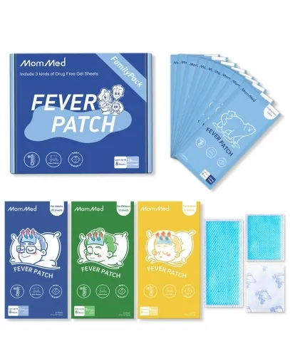 Fever Patch Family Pack, 38 conteggi (6 per neonati, 12 per bambini, 20 per adulti) Cuscinetti di raffreddamento per febbre per disagio da febbre, rid