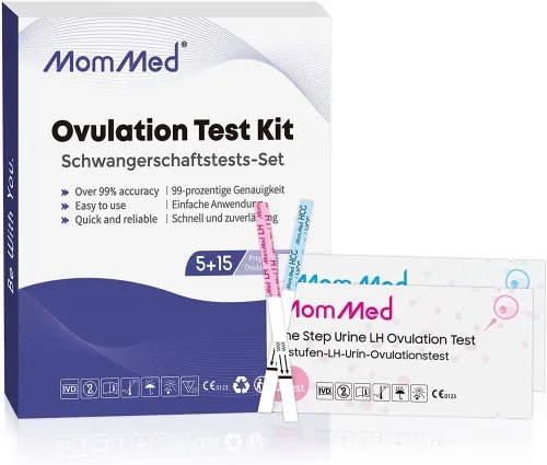 HCG5-LH15 MomMed 15 Ovulation Test Strips and 5 Pregnancy Test Strips Combo Kit,Pregnancy Tests and Ovulation Predictor Kit,Accurately Track Ovulation