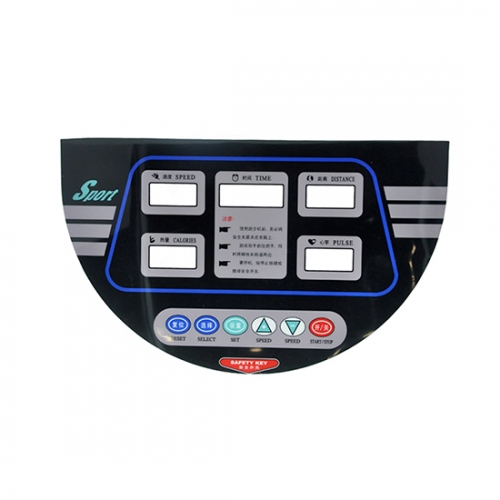 Custom flexible membrane panel switch for treadmill