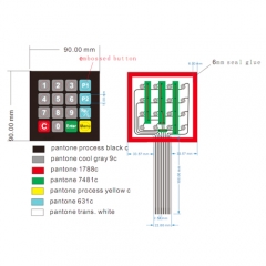 Waterproof 4*4 matrix station fuel dispenser membrane switch keypad