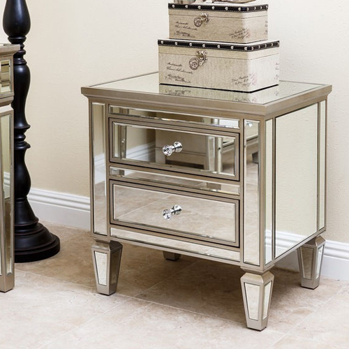 Mirrored Bedside Table -CBFN06