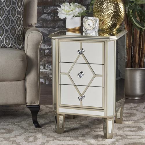 Mirrored Bedside Table -CBFN55