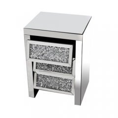 Crushed diamond mirror bedside table-CBFN69