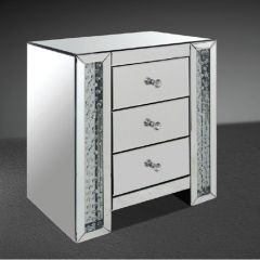 Crushed diamond mirror bedside table-CBFN70