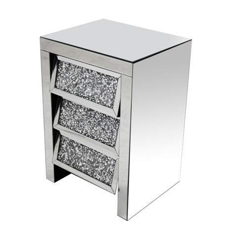 Crushed diamond mirror bedside table-CBFN69