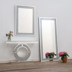 Crushed diamond mirror console table-CBFX07