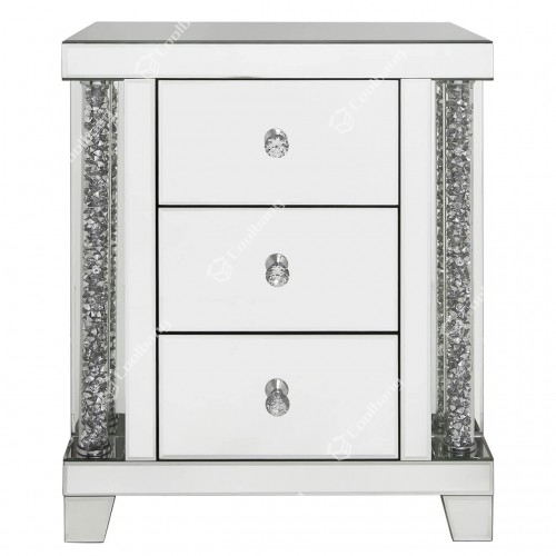 Crushed diamond mirror bedside table-CBFN81