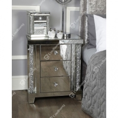 Crushed diamond mirror bedside table-CBFN81