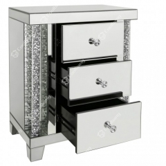 Crushed diamond mirror bedside table-CBFN81