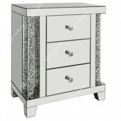 Crushed diamond mirror bedside table-CBFN81