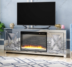 Crushed Diamond TV Stand with Electric Fireplace