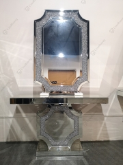 Crushed Diamond Console Table with Wall Mirror Set