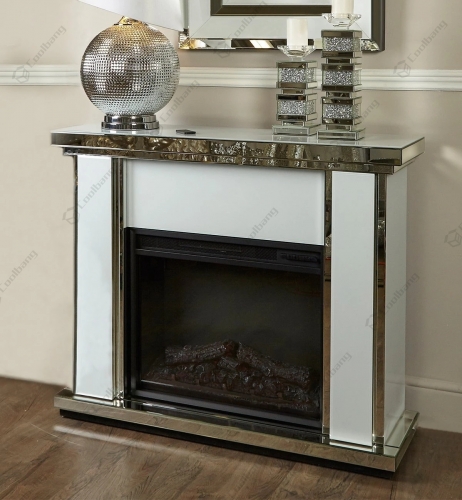 Crushed Diamond Fireplace - White