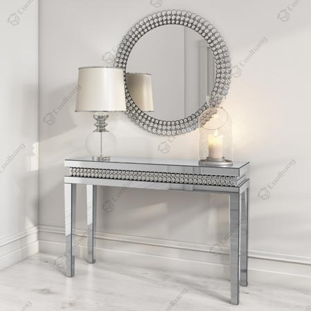 Crystal Console Table with Wall Mirror Set