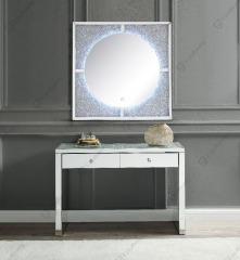 Crushed Diamond Console Table with LED Wall Mirror Set
