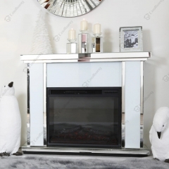 Crushed Diamond Fireplace - White