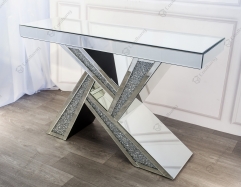 Crushed Diamond Console Table - Silver