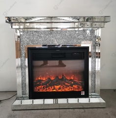 Living Room Furniture Crushed Diamond Fireplace -Silver