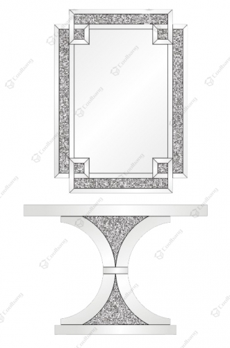 Crushed Diamond Console Table with Wall Mirror Set