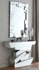 Silver Mirrored Console Table with Mirror Set