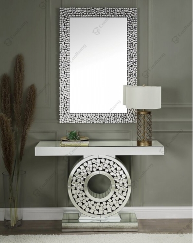 Crystal Console Table with Wall Mirror Set