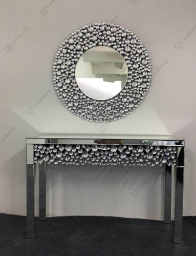 Crystal Console Table with Wall Mirror Set