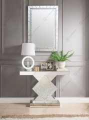 Crystal Console Table with Wall Mirror Set