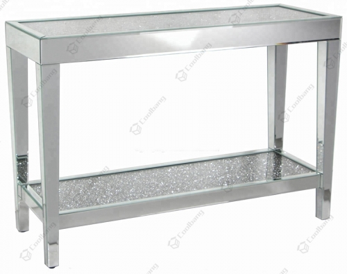 2 Tier Crushed Diamond Console Table