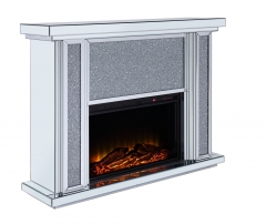 Modern Living Room Furniture White Glass Crushed Diamond Fireplace