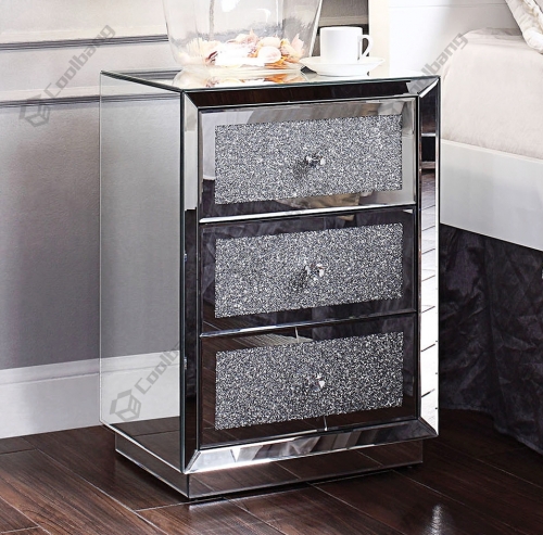 Luxury Style Crushed Diamond Bedside Table Nightstand