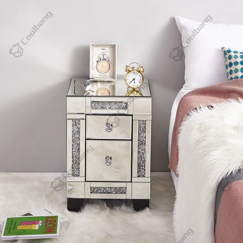 Luxury Style Crushed Diamond Bedside Table Nightstand