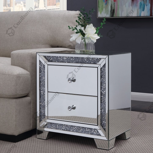 Luxury Style Crushed Diamond Bedside Table Nightstand