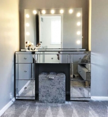 Modern Home Crushed Diamond Vanity Table Hollywood Dressing Table