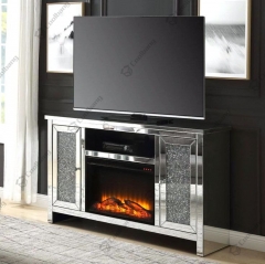 Living Room Crushed Diamond TV Stand with Fireplace