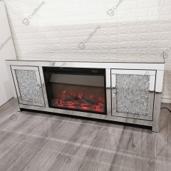 Living Room Crushed Diamond TV Unit Stand with Fireplace