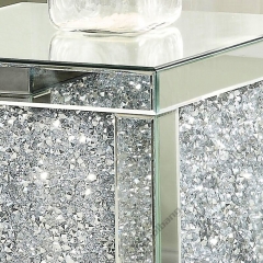 Living Room Crushed Diamond Mirrored Side Table End Table