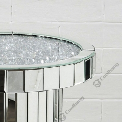 Living Room Crushed Diamond Mirrored Side Table End Table