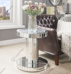 Living Room Crushed Diamond Mirrored Side Table End Table