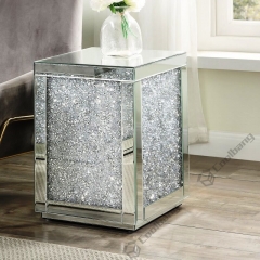 Living Room Crushed Diamond Mirrored Side Table End Table