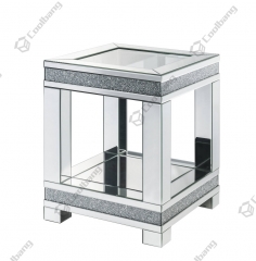 Living Room Crushed Diamond Mirrored Side Table End Table