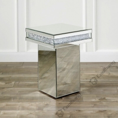 Living Room Crushed Diamond Mirrored Side Table End Table
